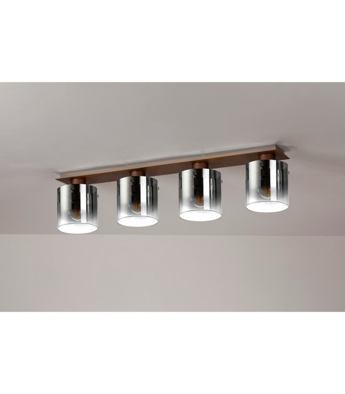 Ghent Linear Ceiling Flush 4 Light Flush Fitting Mocha/Smoke Fade Glass-7