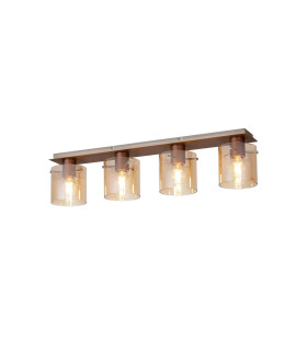 Ghent Linear Ceiling Flush 4 Light Flush Fitting Mocha/Amber Glass-1