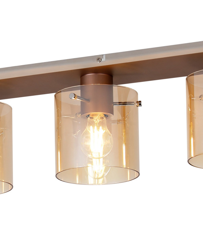 Ghent Linear Ceiling Flush 4 Light Flush Fitting Mocha/Amber Glass-6