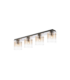 Ghent Linear Ceiling Flush 4 Light Flush Fitting Polished Nickel/Black/Amber Fade Glass-1