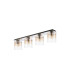 Ghent Linear Ceiling Flush 4 Light Flush Fitting Polished Nickel/Black/Amber Fade Glass-4