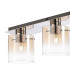 Ghent Linear Ceiling Flush 4 Light Flush Fitting Polished Nickel/Black/Amber Fade Glass-5