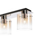 Ghent Linear Ceiling Flush 4 Light Flush Fitting Polished Nickel/Black/Amber Fade Glass-6
