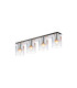 Ghent Linear Ceiling Flush 4 Light Flush Fitting Polished Nickel/Black/Iridescent Fade Glass-1