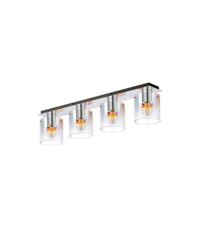 Ghent Linear Ceiling Flush 4 Light Flush Fitting Polished Nickel/Black/Iridescent Fade Glass-4