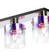 Ghent Linear Ceiling Flush 4 Light Flush Fitting Polished Nickel/Black/Iridescent Fade Glass-6