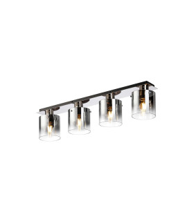 Ghent Linear Ceiling Flush 4 Light Flush Fitting Polished Nickel/Black/Smoke Fade Glass-1