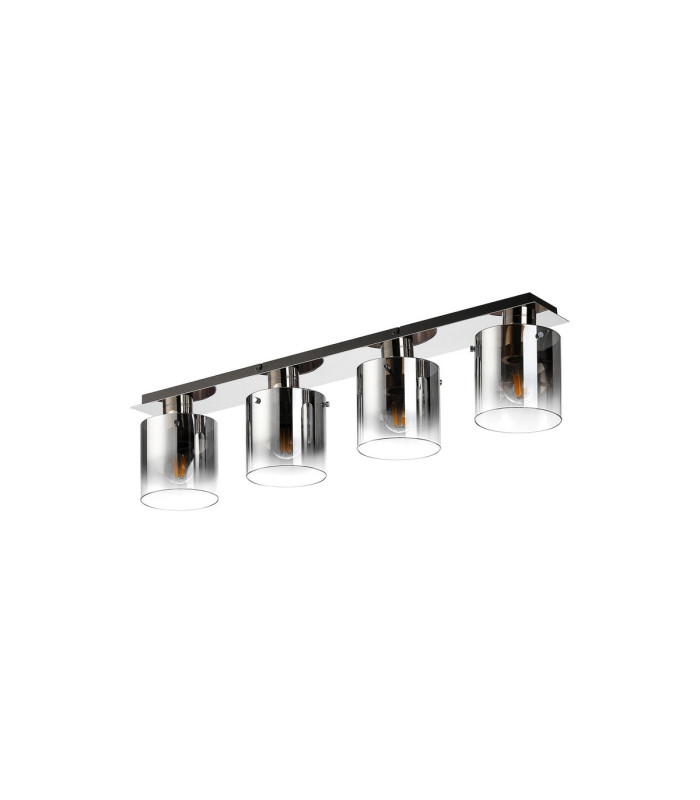 Ghent Linear Ceiling Flush 4 Light Flush Fitting Polished Nickel/Black/Smoke Fade Glass-4