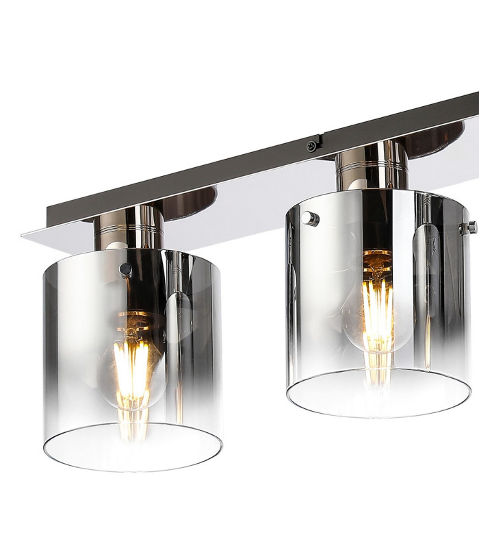 Ghent Linear Ceiling Flush 4 Light Flush Fitting Polished Nickel/Black/Smoke Fade Glass-5