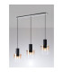 Ghent Linear Pendant 3 Light Adjustable E27 Black/Amber Fade Glass-3