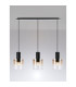 Ghent Linear Pendant 3 Light Adjustable E27 Black/Amber Fade Glass-10