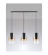 Ghent Linear Pendant 3 Light Adjustable E27 Black/Amber Fade Glass-11