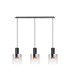 Ghent Linear Pendant 3 Light Adjustable E27 Black/Iridescent Fade Glass-5