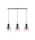 Ghent Linear Pendant 3 Light Adjustable E27 Black/Iridescent Fade Glass-6