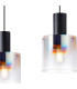 Ghent Linear Pendant 3 Light Adjustable E27 Black/Iridescent Fade Glass-8