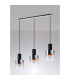 Ghent Linear Pendant 3 Light Adjustable E27 Black/Iridescent Fade Glass-9