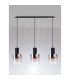 Ghent Linear Pendant 3 Light Adjustable E27 Black/Iridescent Fade Glass-11