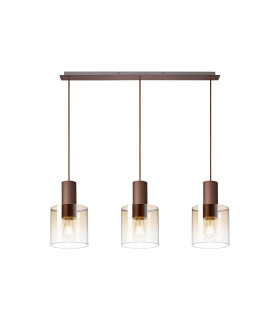 Ghent Linear Pendant 3 Light Adjustable E27 Mocha/Amber Fade Glass-1