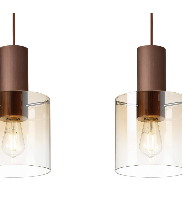 Ghent Linear Pendant 3 Light Adjustable E27 Mocha/Amber Fade Glass-6