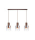 Ghent Linear Pendant 3 Light Adjustable E27 Mocha/Iridescent Fade Glass-1