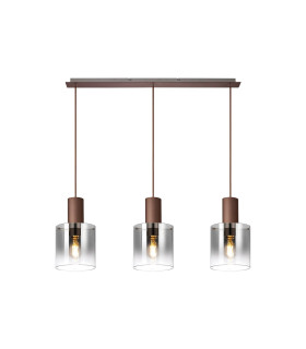 Ghent Linear Pendant 3 Light Adjustable E27 Mocha/Smoke Fade Glass-1