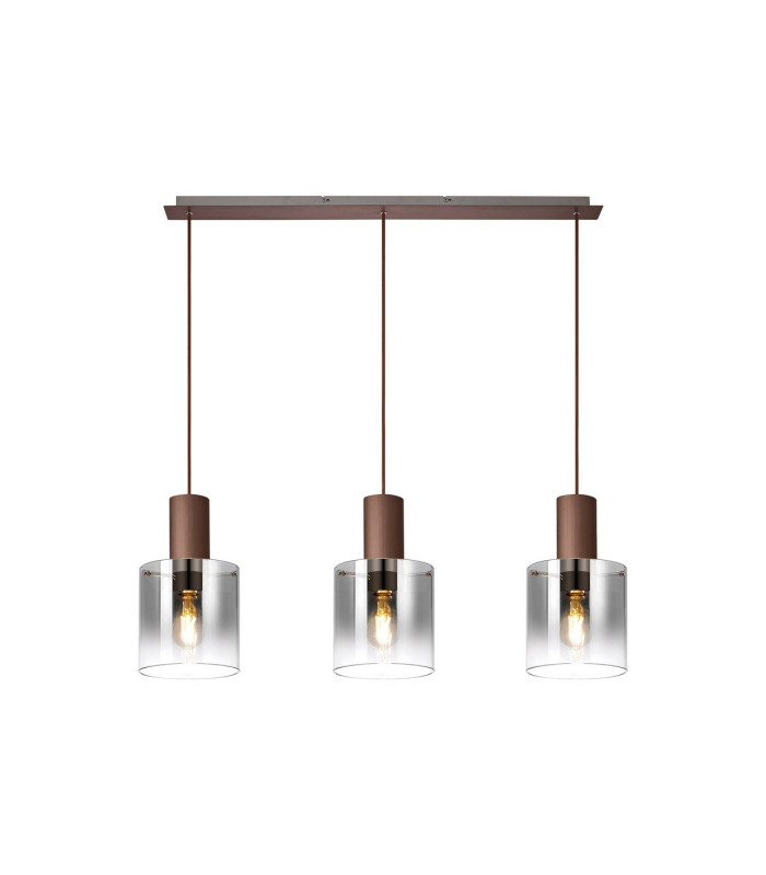 Ghent Linear Pendant 3 Light Adjustable E27 Mocha/Smoke Fade Glass-1