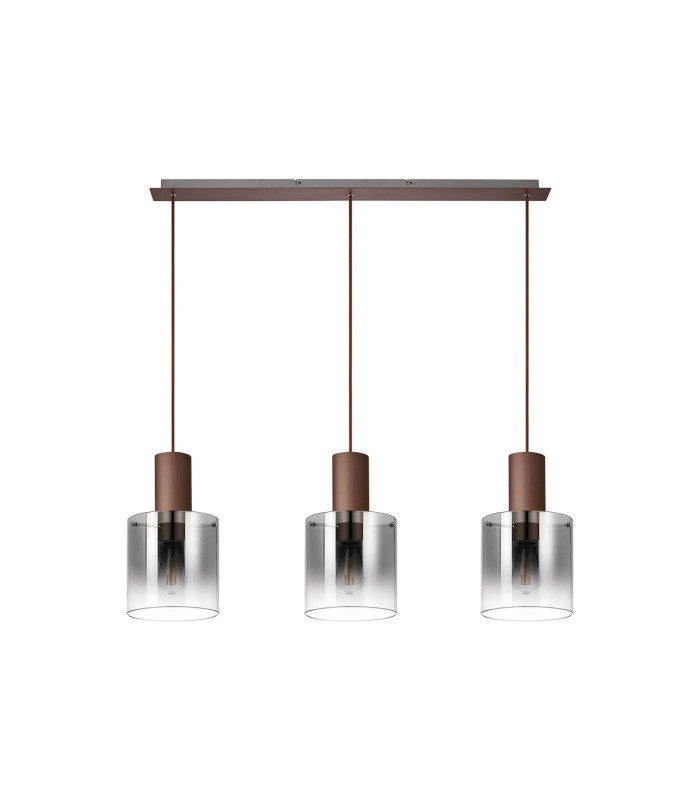 Ghent Linear Pendant 3 Light Adjustable E27 Mocha/Smoke Fade Glass-4