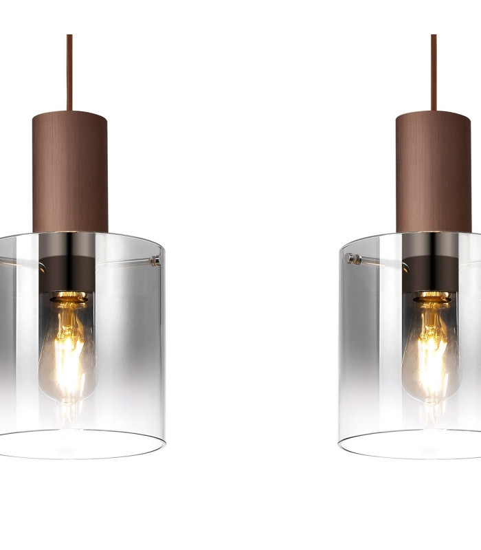 Ghent Linear Pendant 3 Light Adjustable E27 Mocha/Smoke Fade Glass-6