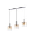 Ghent Linear Pendant 3 Light Adjustable E27 Polished Nickel/Black/Amber Fade Glass-4