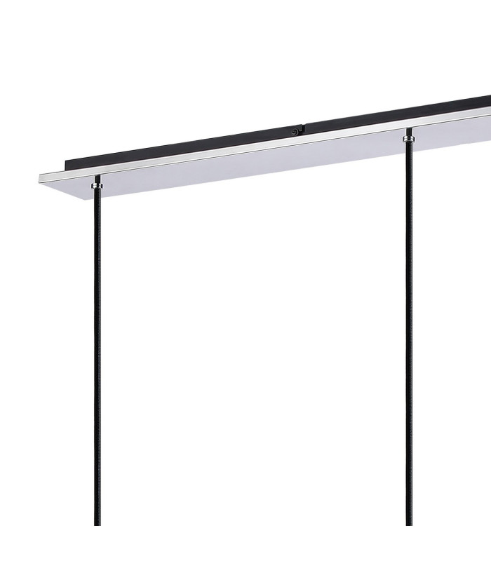 Ghent Linear Pendant 3 Light Adjustable E27 Polished Nickel/Black/Amber Fade Glass-7