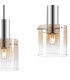Ghent Linear Pendant 3 Light Adjustable E27 Polished Nickel/Black/Amber Fade Glass-8