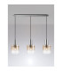 Ghent Linear Pendant 3 Light Adjustable E27 Polished Nickel/Black/Amber Fade Glass-10