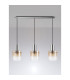 Ghent Linear Pendant 3 Light Adjustable E27 Polished Nickel/Black/Amber Fade Glass-11