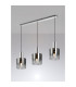 Ghent Linear Pendant 3 Light Adjustable E27 Polished Nickel/Black/Smoke Fade Glass-3