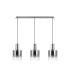 Ghent Linear Pendant 3 Light Adjustable E27 Polished Nickel/Black/Smoke Fade Glass-6