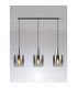Ghent Linear Pendant 3 Light Adjustable E27 Polished Nickel/Black/Smoke Fade Glass-10