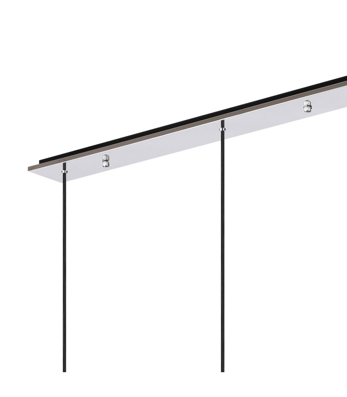 Ghent Linear Pendant 4 Light Adjustable E27 Black/Polished Chrome/Amber Fade Glass-5