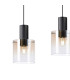 Ghent Linear Pendant 4 Light Adjustable E27 Black/Polished Chrome/Amber Fade Glass-6