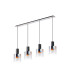 Ghent Linear Pendant 4 Light Adjustable E27 Black/Polished Chrome/Iridescent Fade Glass-4