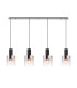 Ghent Linear Pendant 4 Light Adjustable E27 Black/Polished Chrome/Iridescent Fade Glass-5