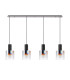 Ghent Linear Pendant 4 Light Adjustable E27 Black/Polished Chrome/Iridescent Fade Glass-8