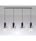 Ghent Linear Pendant 4 Light Adjustable E27 Black/Polished Chrome/Iridescent Fade Glass-10