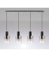 Ghent Linear Pendant 4 Light Adjustable E27 Black/Polished Chrome/Iridescent Fade Glass-11
