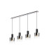 Ghent Linear Pendant 4 Light Adjustable E27 Black/Polished Chrome/Smoke Fade Glass-1
