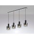 Ghent Linear Pendant 4 Light Adjustable E27 Black/Polished Chrome/Smoke Fade Glass-3