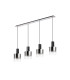 Ghent Linear Pendant 4 Light Adjustable E27 Black/Polished Chrome/Smoke Fade Glass-4