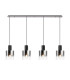 Ghent Linear Pendant 4 Light Adjustable E27 Black/Polished Chrome/Smoke Fade Glass-5