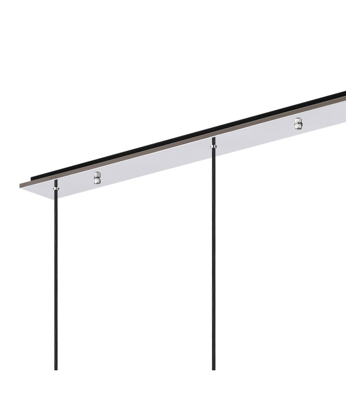 Ghent Linear Pendant 4 Light Adjustable E27 Black/Polished Chrome/Smoke Fade Glass-6