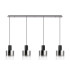 Ghent Linear Pendant 4 Light Adjustable E27 Black/Polished Chrome/Smoke Fade Glass-8