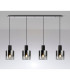 Ghent Linear Pendant 4 Light Adjustable E27 Black/Polished Chrome/Smoke Fade Glass-10